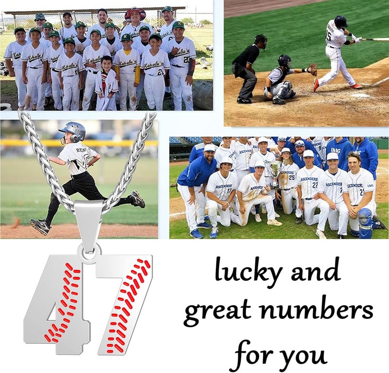 Wikavanli Personalized Baseball Jersey Number 00-99 Necklace - Stainless Steel Baseball Chain Pendant Necklace - Team Jewelry Gift for Boys, Girls, Men, Women - Image 3